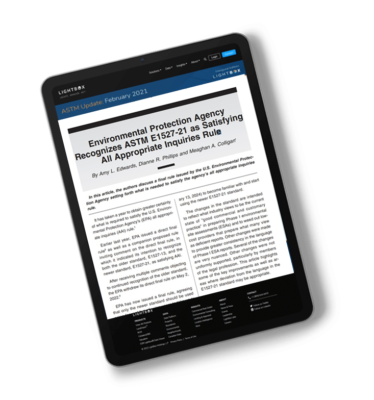 USEPA Recognizes ASTM E1527-21 as Satisfying AAI Rule